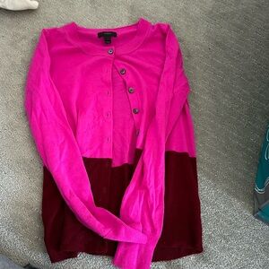 J crew xs hot pink/burgandy cardigan sweater
